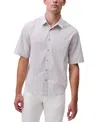Calvin Klein Men's Relaxed Fit Short Sleeve Poplin Striped Button-front Shirt In Gray Violet