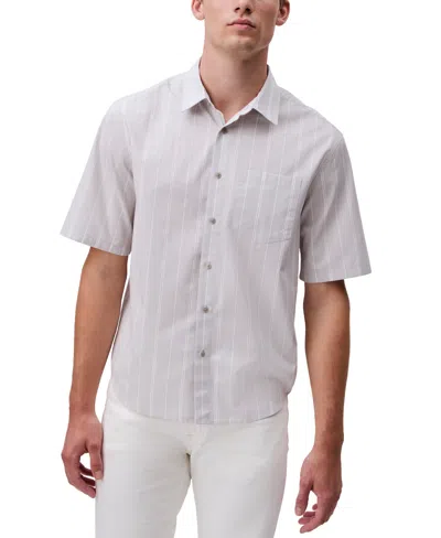 Calvin Klein Men's Relaxed Fit Short Sleeve Poplin Striped Button-front Shirt In Gray Violet