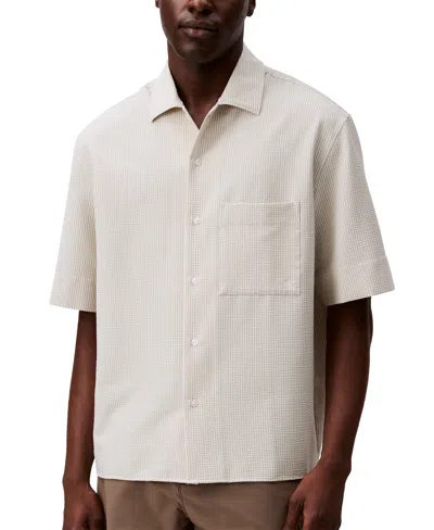 Calvin Klein Men's Relaxed Fit Short Sleeve Seersucker Striped Button-front Shirt