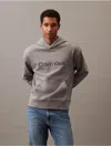 Calvin Klein French Terry Hoodie In Wolf Grey In Medium Grey Heather
