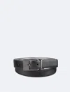 Calvin Klein Men's Reversible Harness Buckle Belt In Black / Smoked Pearl