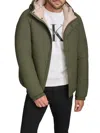 Calvin Klein Men's Reversible Ripstop Puffer Jacket In Olive