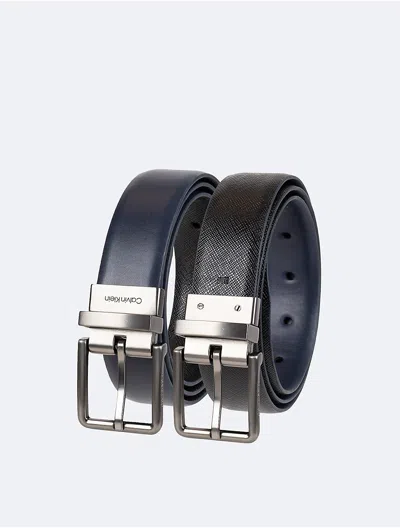 Calvin Klein Men's Reversible Saffiano Leather Dress Belt In Blue