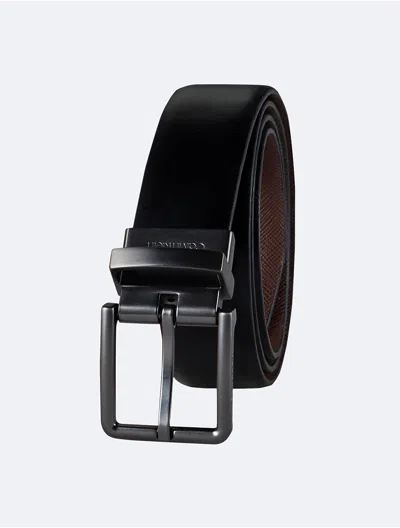 Calvin Klein Men's Reversible Saffiano Leather Dress Belt In Black