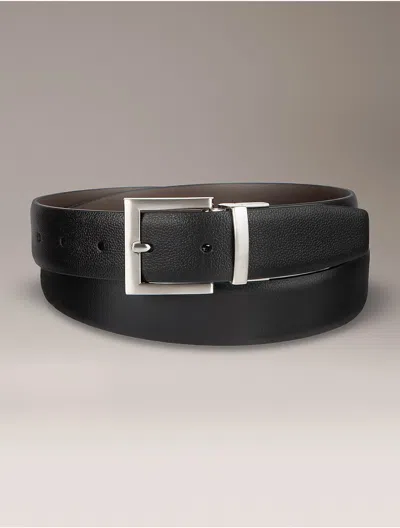 Calvin Klein Men's Reversible Wide Harness Buckle Belt In Black