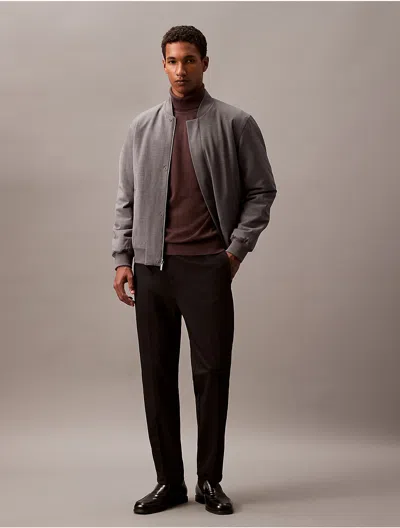 Calvin Klein Men's Reversible Wool Blend Bomber Jacket In Charcoal Heather