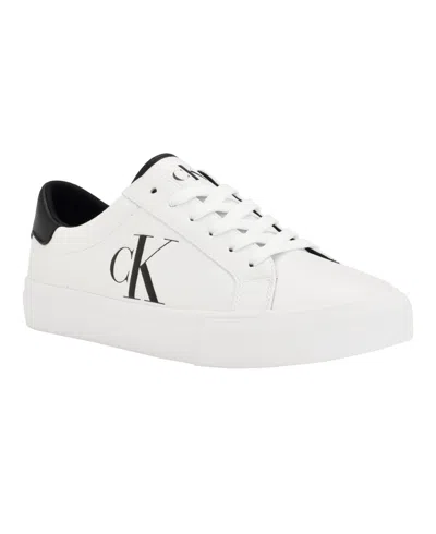 Calvin Klein Men's Rex Lace-up Slip-on Sneakers In White