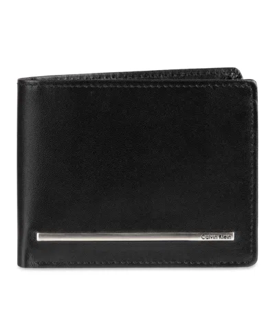 Calvin Klein Men's Rfid Front Pocket Leather Duo Fold Wallet In Black