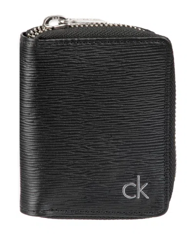 Calvin Klein Men's Rfid Textured Leather Gusset Card Case Wallet In Black