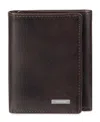 Calvin Klein Men's Rfid Two Tone Arcadia Leather Trifold Wallet In Brown