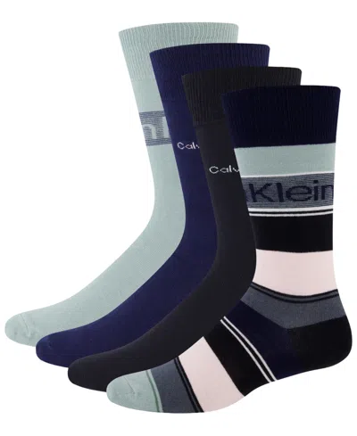 Calvin Klein Men's Ribbed Cotton-blend Dress Crew Socks, 4-pack In Animal Print