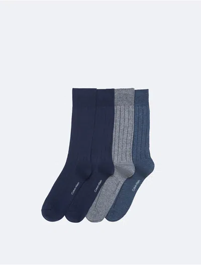 Calvin Klein Men's Ribbed Logo 4-pack Dress Socks