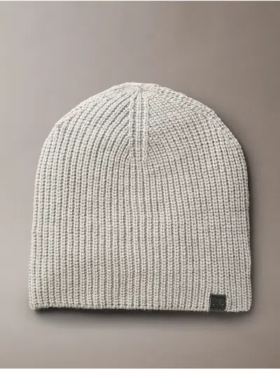 Calvin Klein Men's Ribbed Solid Beanie In White