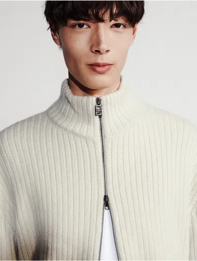 Calvin Klein Men's Ribbed Zip Sweater In Chalk