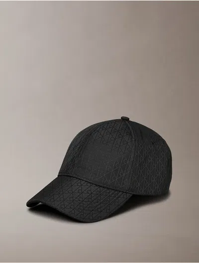 Calvin Klein Men's Ripstop Allover Monogram Logo Baseball Cap In Black