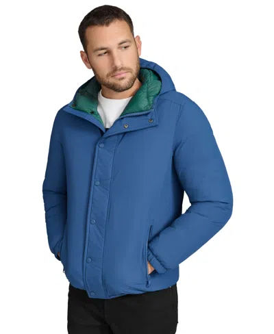 Calvin Klein Men's Ripstop Hooded Puffer Jacket In Denim Blue