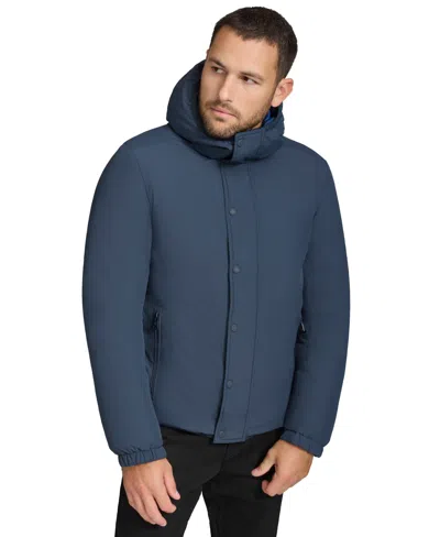 Calvin Klein Men's Ripstop Hooded Puffer Jacket In True Navy