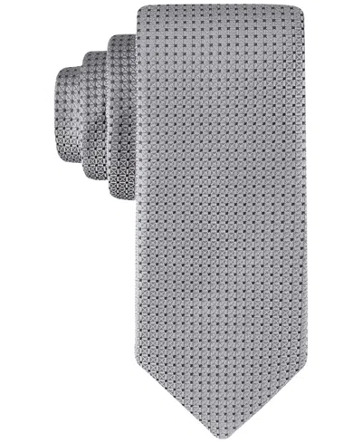 Calvin Klein Men's Sabrina Micro-grid Tie In Silver