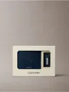 Calvin Klein Men's Saffiano Leather Bifold Wallet + Money Clip Set In Blue