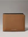 Calvin Klein Men's Saffiano Leather Card Case Bifold Wallet In Burro