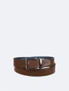 Calvin Klein Men's Saffiano Leather Reversible Belt In Brown/blue