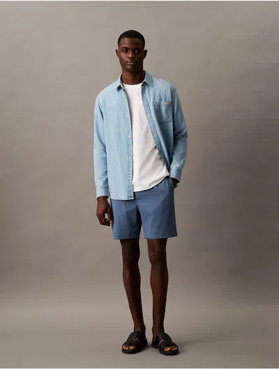 Calvin Klein Men's Seersucker Shorts In Bluefin
