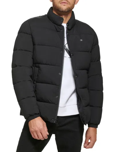 Calvin Klein Men's Sheen Water-resistant Down Puffer Jacket In Ebony