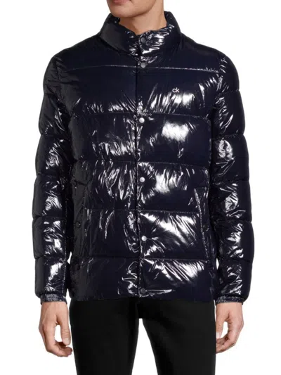 Calvin Klein Men's Sheen Water-resistant Down Puffer Jacket In True Navy