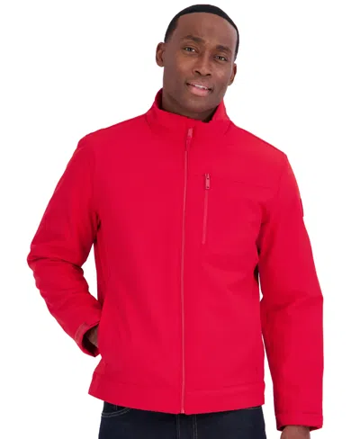 Calvin Klein Men's Sherpa Lined Softshell Stand Collar Jacket In Red