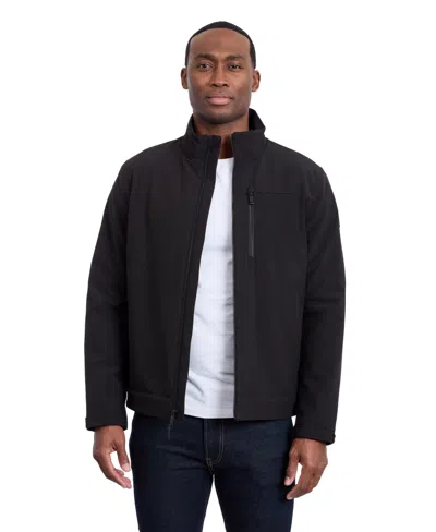 Calvin Klein Men's Sherpa Lined Softshell Stand Collar Jacket In Black
