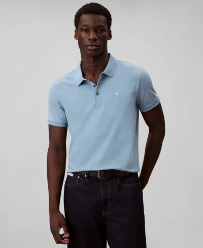 Calvin Klein Men's Short Sleeve Solid Polo Shirt In Blue