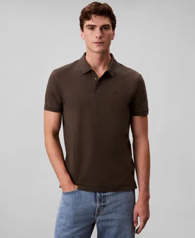 Calvin Klein Men's Short Sleeve Solid Polo Shirt In Gray