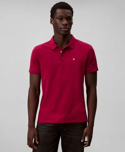 Calvin Klein Men's Short Sleeve Solid Polo Shirt In Red