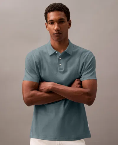 Calvin Klein Men's Short Sleeve Supima Cotton Polo Shirt In Blue