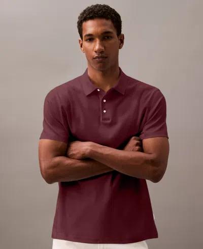 Calvin Klein Men's Short Sleeve Supima Cotton Polo Shirt In Burgundy