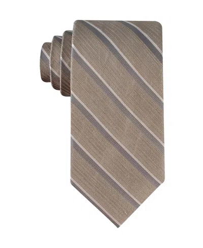 Calvin Klein Men's Silk & Linen Blend Striped Tie In Brown