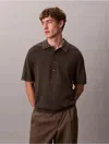 Calvin Klein Men's Silk Cashmere Polo Sweater In Brown