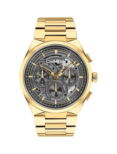 Calvin Klein Men's Skeleton Dial Chronograph Bracelet Watch In Grey