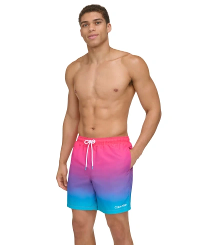 Calvin Klein Men's Sky Gradient 7" Volley Swim Trunks In Pink
