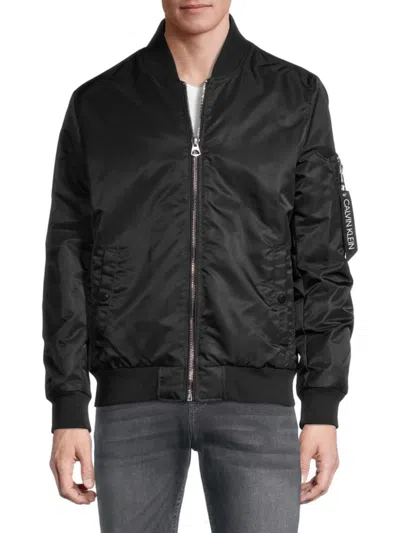 Calvin Klein Men's Sleeve-pocket Bomber Jacket In True Navy
