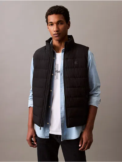 Calvin Klein Men's Sleeveless Mock Neck Vest In Black Beauty