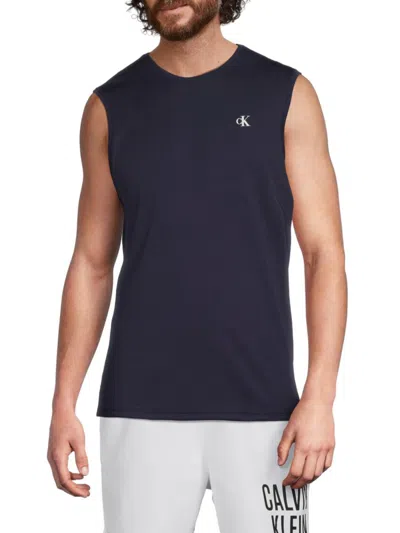 Calvin Klein Men's Sleeveless Performance Swim Muscle T-shirt In Blue