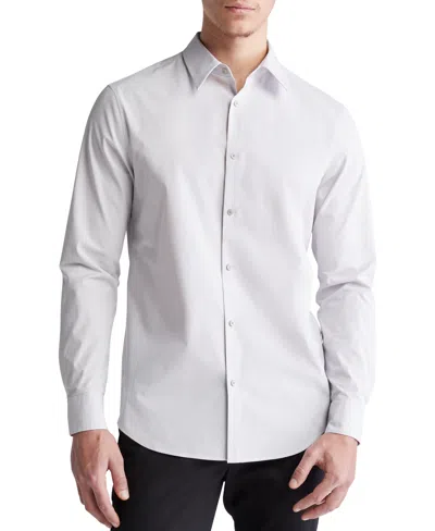 Calvin Klein Men's Slim Fit Long Sleeve Micro Stripe Button-front Shirt In Silver Scone