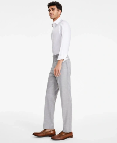 Calvin Klein Men's Slim-fit Sharkskin Pants In Light Grey