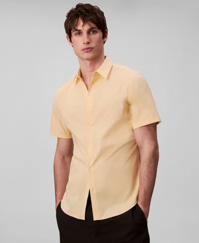 Calvin Klein Men's Slim Fit Short Sleeve Solid Stretch Button-front Shirt
