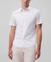 Calvin Klein Men's Slim Fit Short Sleeve Solid Stretch Button-front Shirt In White