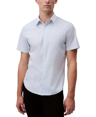 Calvin Klein Men's Slim Fit Short Sleeve Solid Stretch Button-front Shirt In Plein Air