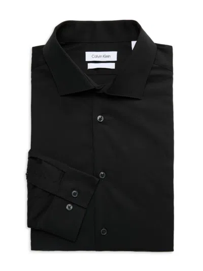 Calvin Klein Men's Slim Fit Solid Dress Shirt In Black