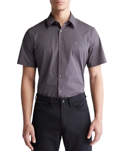 Calvin Klein Men's Slim-fit Stretch Solid Shirt In Grey Shadow