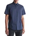 Calvin Klein Men's Stretch Cotton Slim Fit Short Sleeve Shirt In Ink